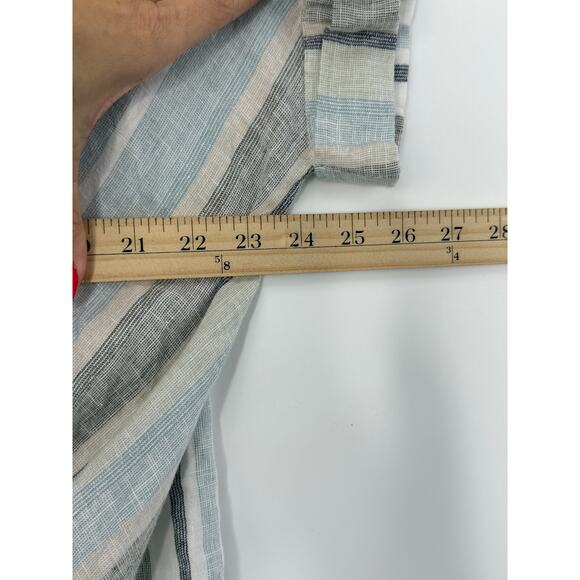 NEW Loft Outlet Blouse Women S Light Blue Striped Linen Blend Coastal Neutral - Picture 8 of 8